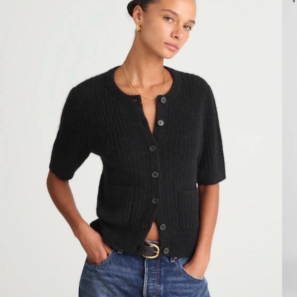 Madewell XS Patch-Pocket Puff-Sleeve Cardigan NW844